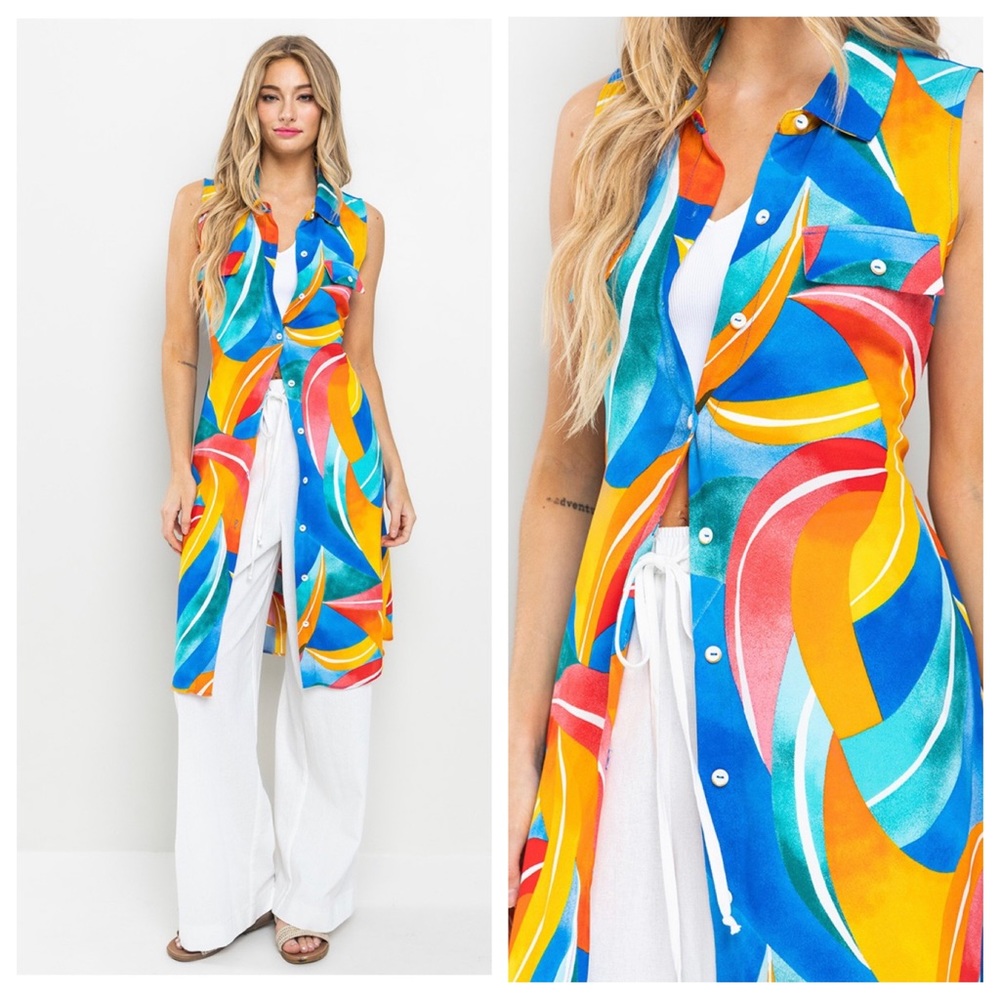 09 Fabulous Multi Color Button Up Dress With Self-tie